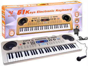 Lasten piano SD-6111A mikrofonilla ja 61 näppäimellä, harmaa, harmaa hinta ja tiedot | Kehittävät lelut | hobbyhall.fi
