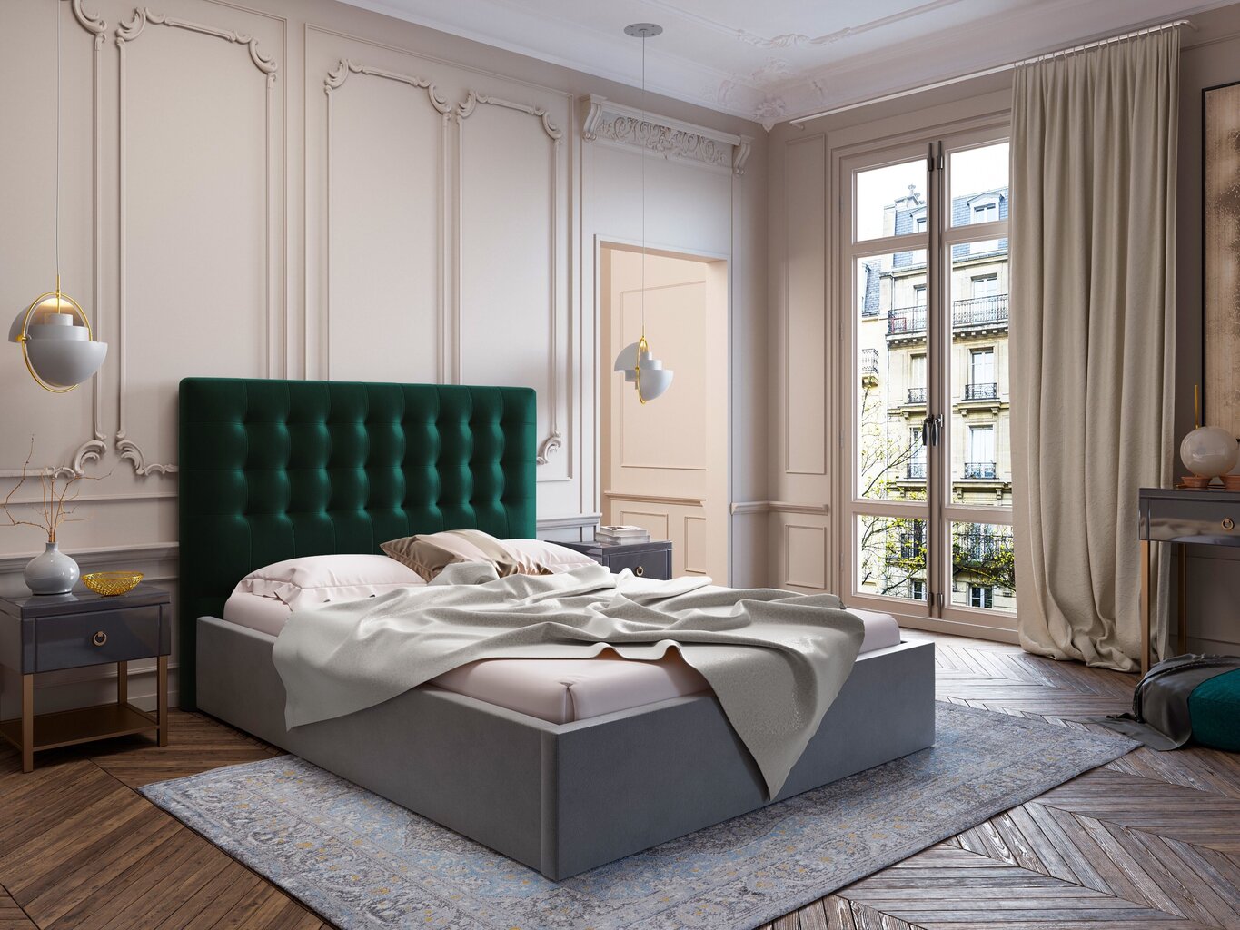 Windsor and Co Athena -sängynpääty, 160 cm, vihreä hinta ja tiedot | Sängyt | hobbyhall.fi