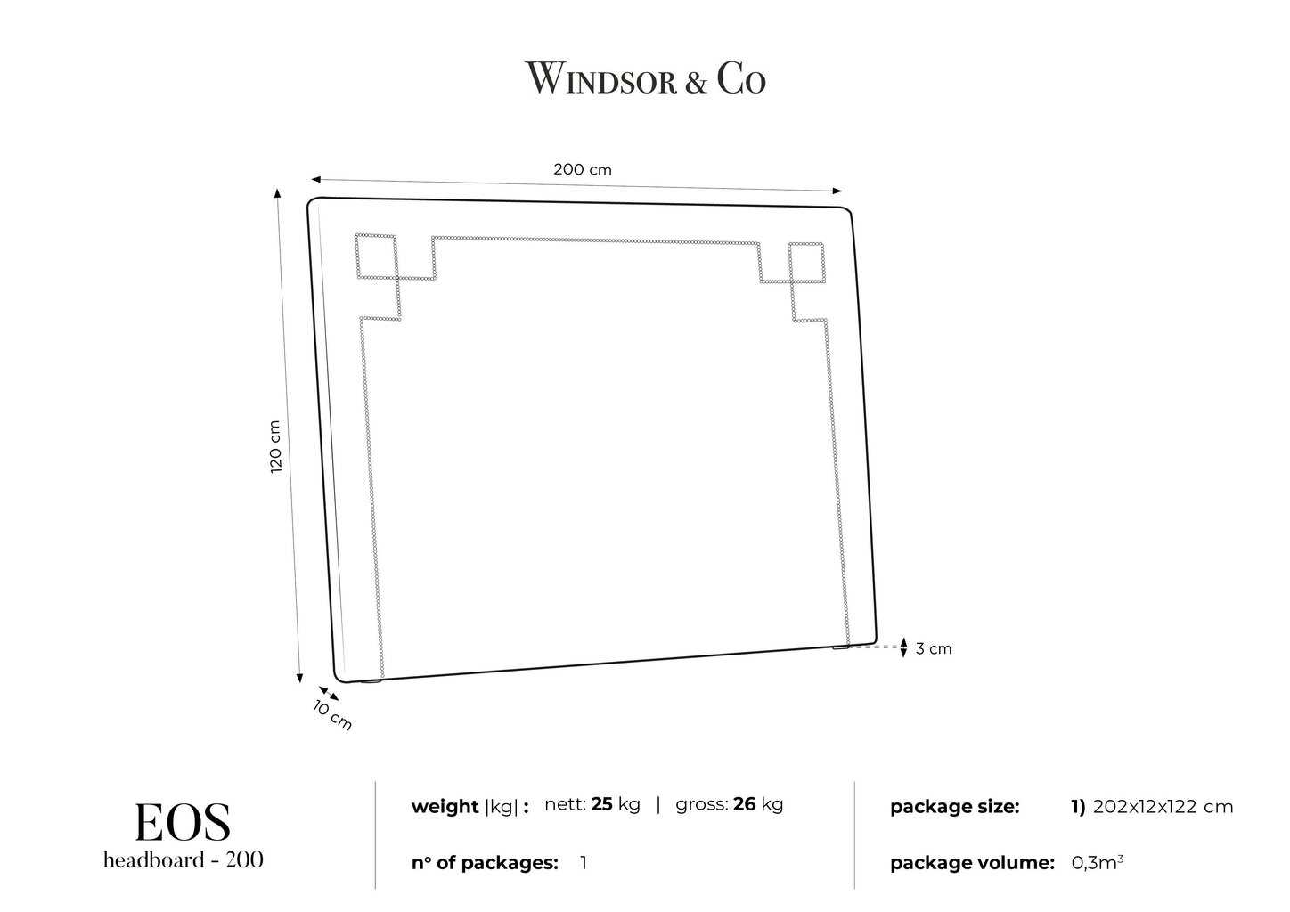 Windsor and Co Eos -sängynpääty, 200 cm, sininen hinta ja tiedot | Sängyt | hobbyhall.fi