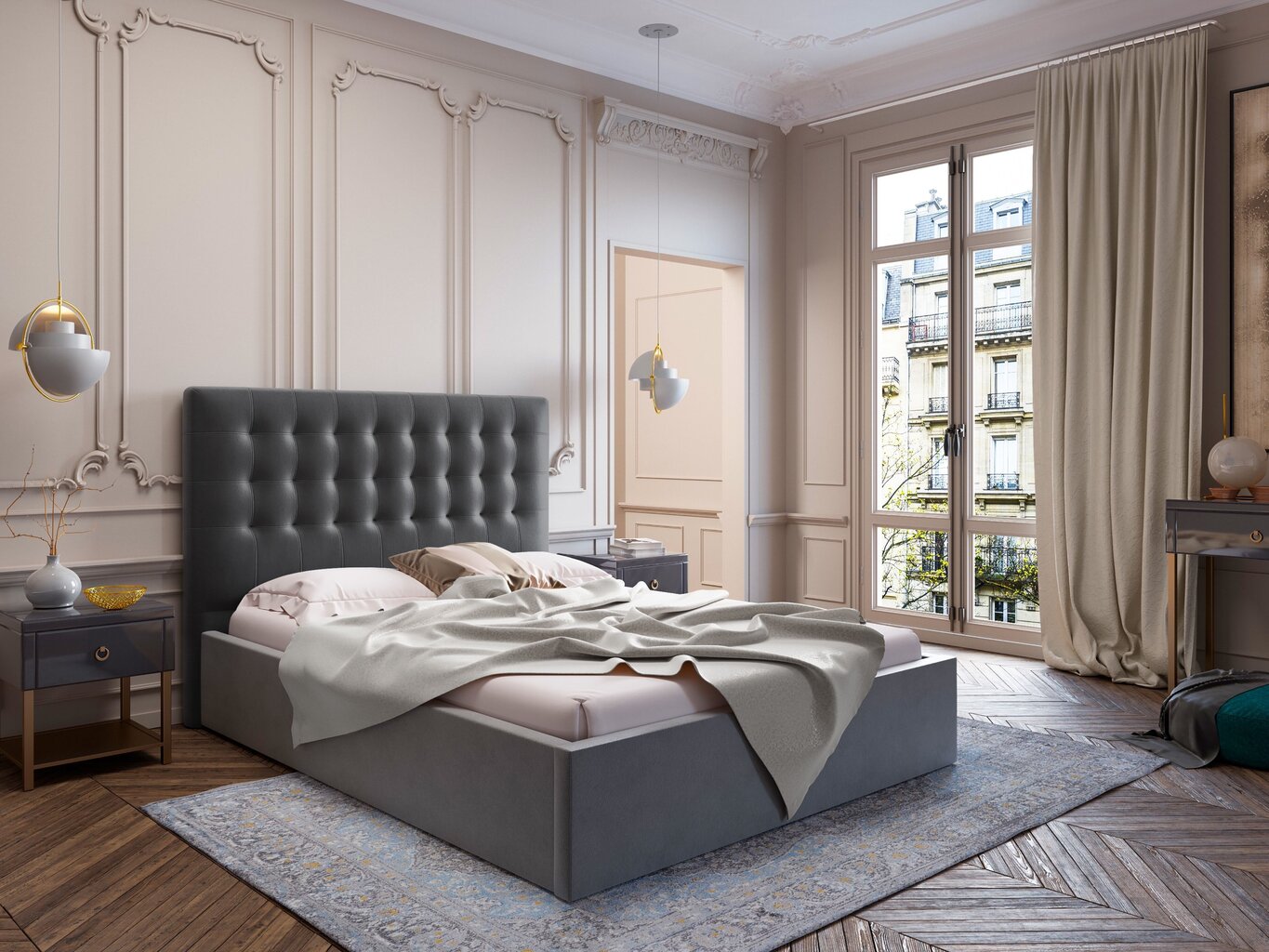 Windsor and Co Athena -sängynpääty, 160 cm, tummanharmaa hinta ja tiedot | Sängyt | hobbyhall.fi