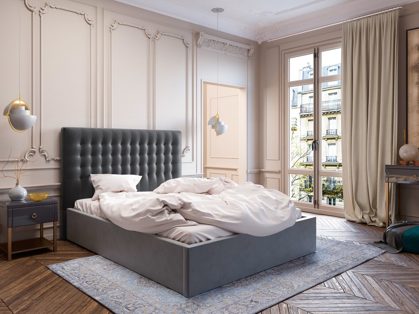 Windsor and Co Apollo -sängynpääty, 160 cm, tummanharmaa hinta ja tiedot | Sängyt | hobbyhall.fi