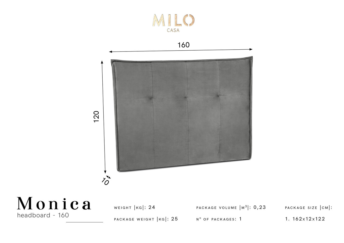Milo Casa Monica -sängynpääty, 160 cm, musta hinta ja tiedot | Sängyt | hobbyhall.fi