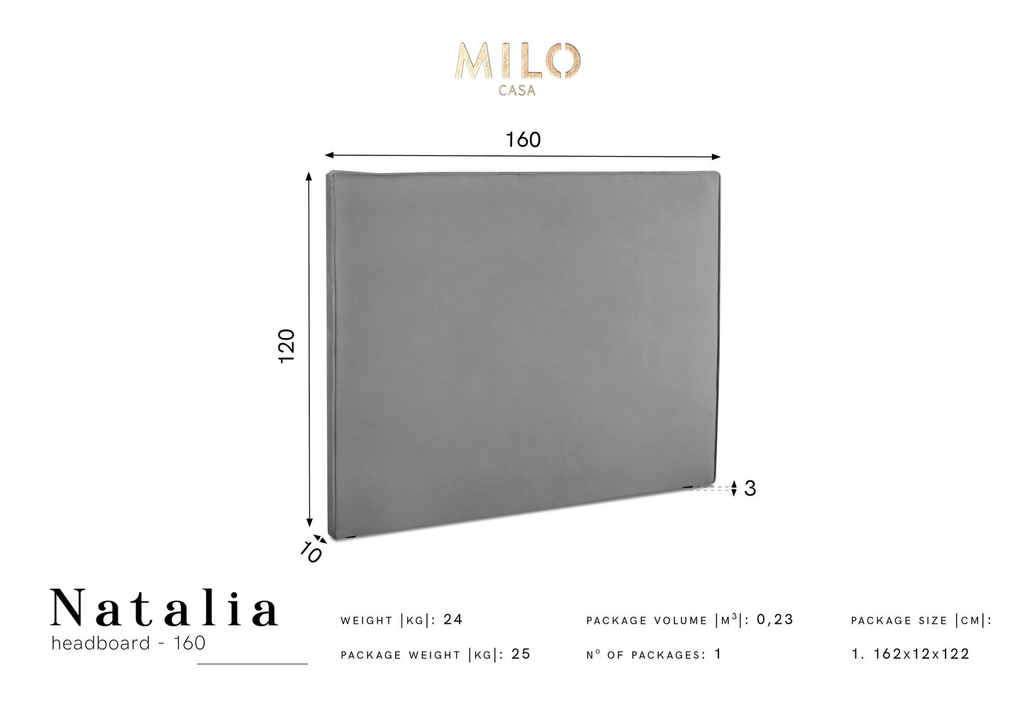 Milo Casa Natalia -sängynpääty, 160 cm, musta hinta ja tiedot | Sängyt | hobbyhall.fi