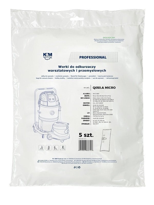 K&M KM-Q050.A DELONGHI MICRO Bags for vacuum cleaner 5 pcs. hinta ja tiedot | Pölynimureiden lisätarvikkeet | hobbyhall.fi
