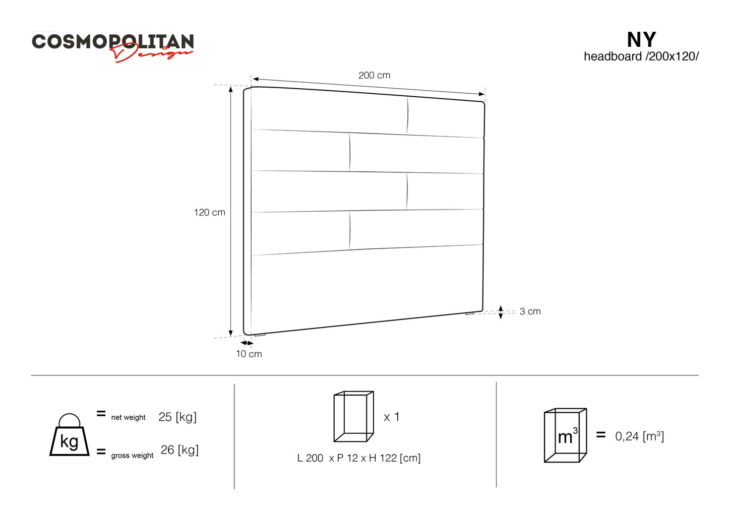 Sängynpääty Cosmopolitan Design Ny 200, beige hinta ja tiedot | Sängyt | hobbyhall.fi