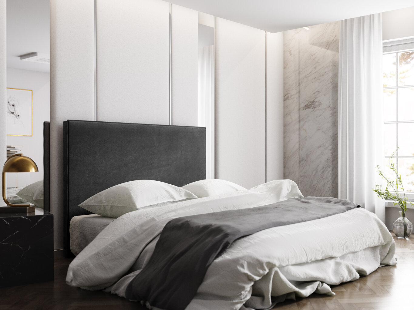 Milo Casa Natalia -sängynpääty, 180 cm, tummanharmaa hinta ja tiedot | Sängyt | hobbyhall.fi