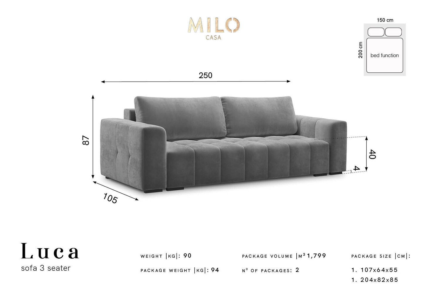 Sohva Milo Casa Luca, beige hinta ja tiedot | Sohvat ja vuodesohvat | hobbyhall.fi