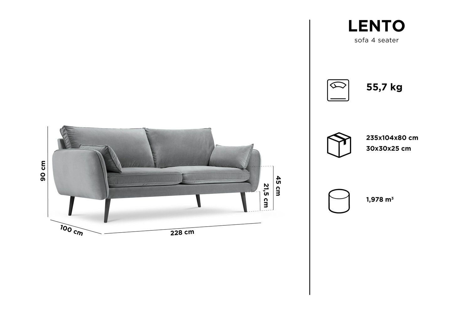 Neljän istuttava sohva Kooko Home Lento, tummansininen hinta ja tiedot | Sohvat ja vuodesohvat | hobbyhall.fi