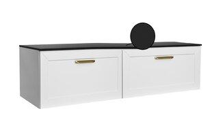 Besco Dexa 120 -kylpyhuonekaappi Slim-mustalla työtasolla ja kullanvärisillä kahvoilla, valkoinen hinta ja tiedot | Kylpyhuonekaapit | hobbyhall.fi