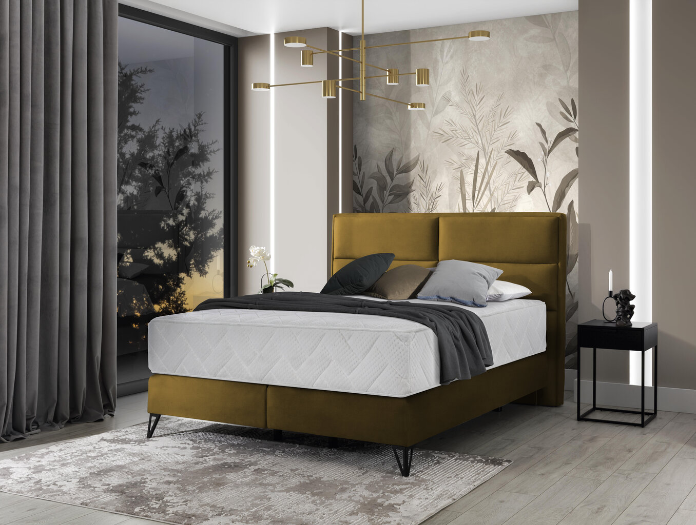 Sänky NORE Safiro, 140 x 200 cm, keltainen hinta ja tiedot | Sängyt | hobbyhall.fi
