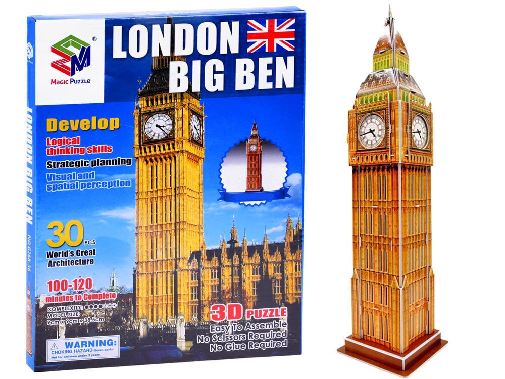 3D-palapeli Lontoo Big Ben, 30 v. hinta ja tiedot | Palapelit | hobbyhall.fi
