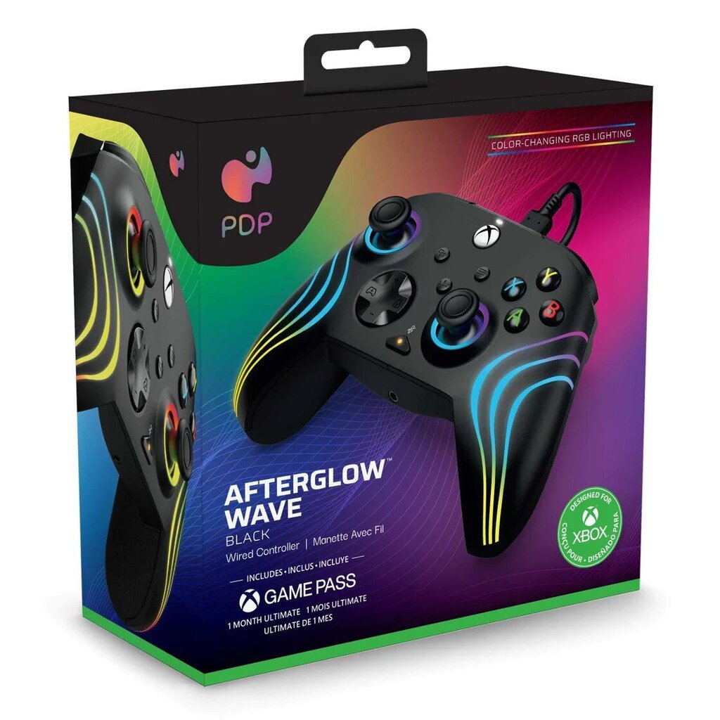 PDP, Xbox Series X|S & PC, Black Afterglow Wave Wired Controller - Gamepad hinta ja tiedot | Ohjaimet ja lisätarvikkeet | hobbyhall.fi