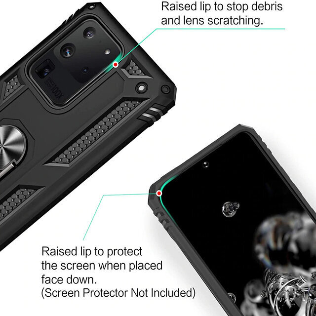 Samsung Galaxy S20 Ultra Extra Iskunkestävä Magneettikuori Rengaspidikkeellä – Musta hinta ja tiedot | Puhelimen kuoret ja kotelot | hobbyhall.fi