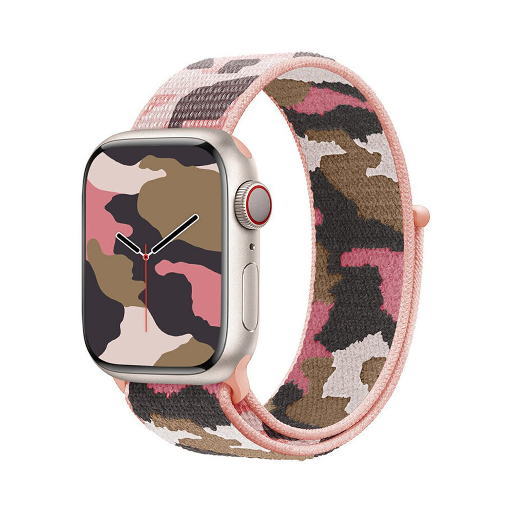 Sport Loop – Pinkki Camo 42/44/45 mm hinta ja tiedot | Älykellojen ja aktiivisuusrannekkeiden lisätarvikkeet | hobbyhall.fi