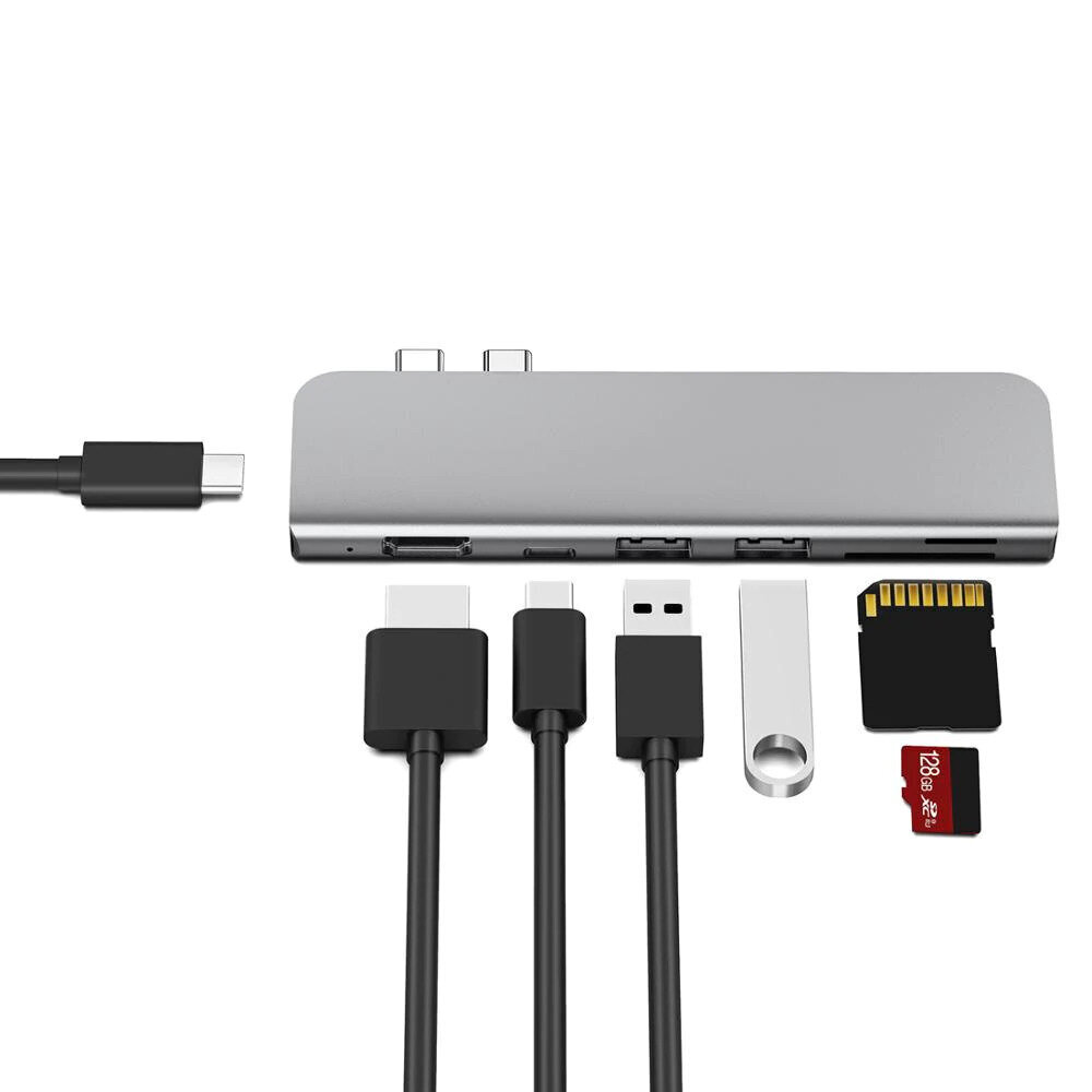 HUB Slim USB-C MultiPort hubi 7 in 1 (tähtiharmaa) hinta ja tiedot | Adapterit | hobbyhall.fi