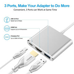 3in1 USB-C Digital AV Multiport adapteri – Kulta hinta ja tiedot | Beep Tietokoneiden lisävarusteet | hobbyhall.fi