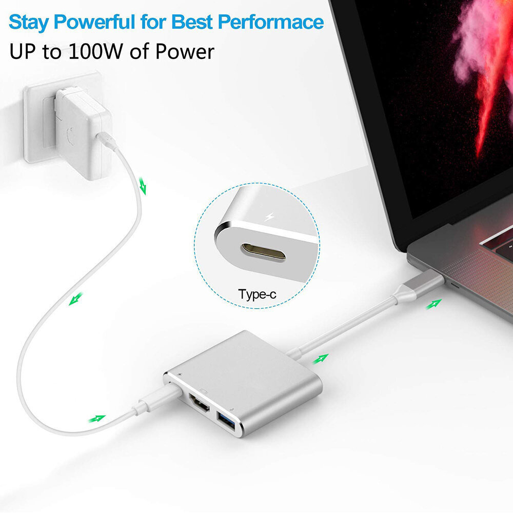 3in1 USB-C Digital AV Multiport adapteri – Roosa Kulta hinta ja tiedot | Adapterit | hobbyhall.fi