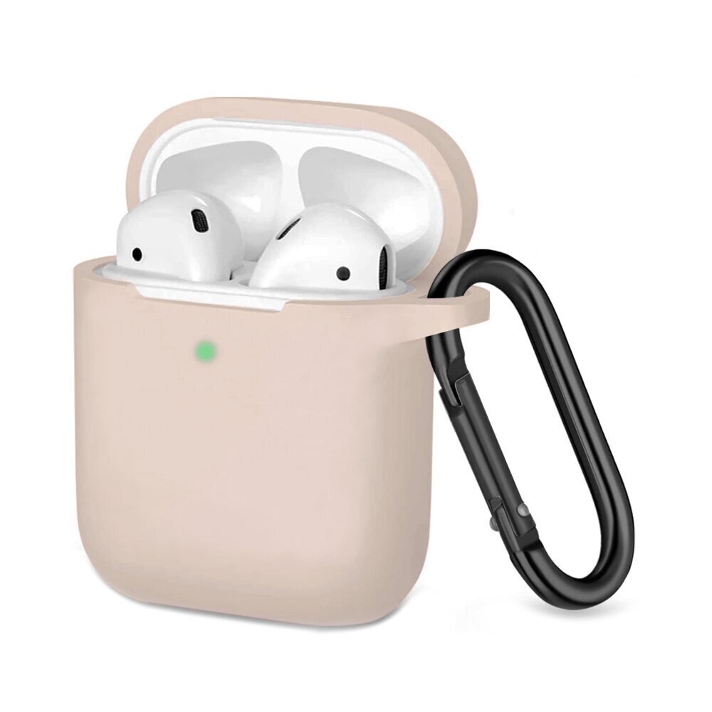 AirPods silikoninen kotelo koukulla – Pink Sand hinta ja tiedot | Kuulokkeiden tarvikkeet | hobbyhall.fi