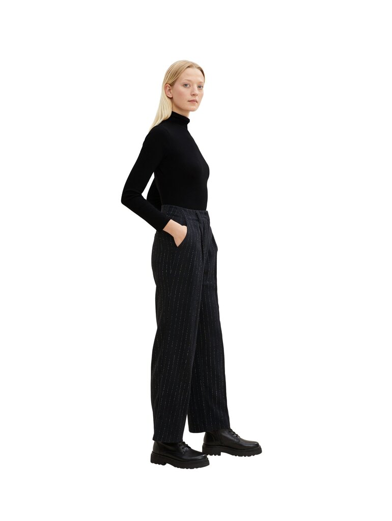 Tom Tailor naisten housut 1034219*30718, musta/valkoinen hinta ja tiedot | Naisten vapaa-ajan housut | hobbyhall.fi
