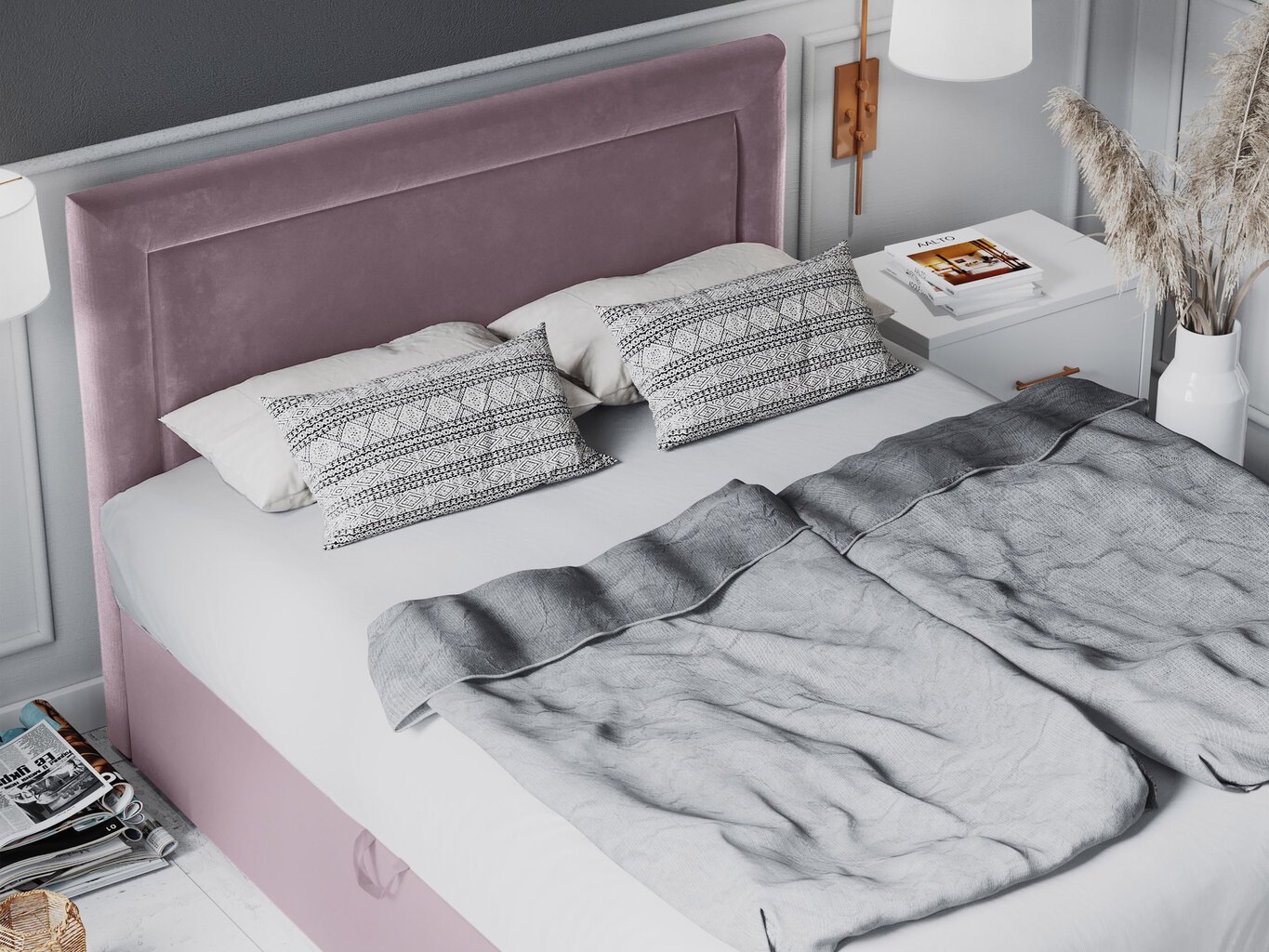 Mazzini Beds Yucca -sänkypaketti, 180 x 200 cm, vaaleanpunainen hinta ja tiedot | Sängyt | hobbyhall.fi