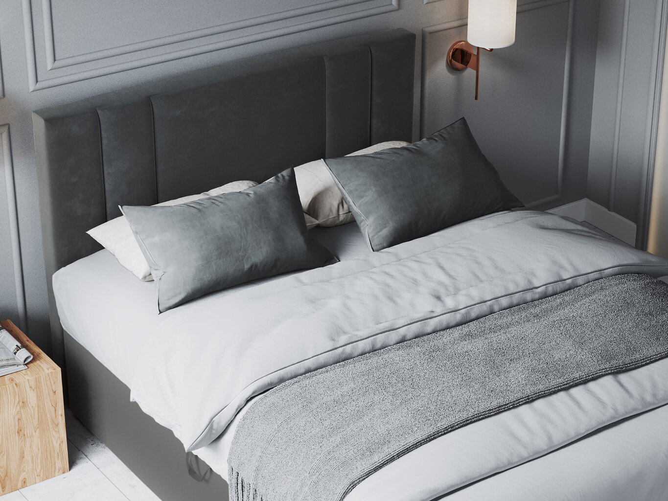 Mazzini sofas Afra -sänkypaketti, 140 x 200 cm, tummanharmaa hinta ja tiedot | Sängyt | hobbyhall.fi