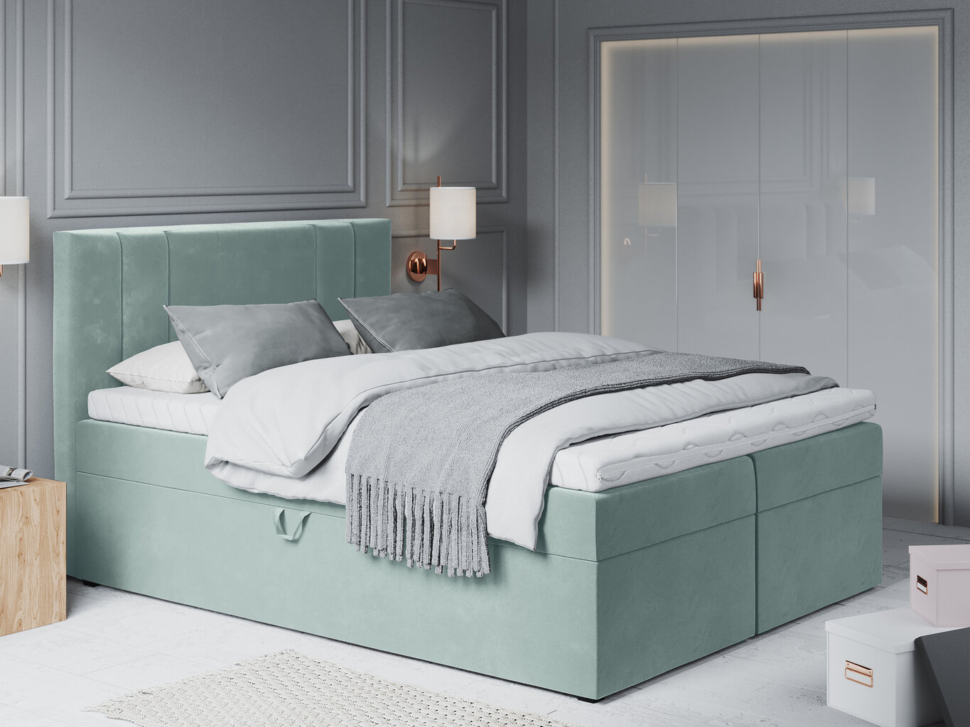 Mazzini sofas Afra -sänkypaketti, 180 x 200 cm, vaaleanvihreä hinta ja tiedot | Sängyt | hobbyhall.fi