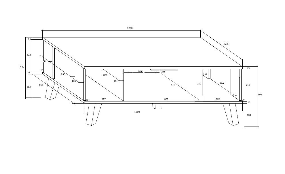 Pöytä Sven, 46 x 120 x 65 cm, valkoinen/ruskea hinta ja tiedot | Sohvapöydät | hobbyhall.fi