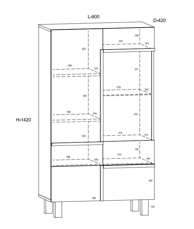 Vitriini Meblocross Lars 12 1D1S, valkoinen/ruskea hinta ja tiedot | Vitriinit | hobbyhall.fi