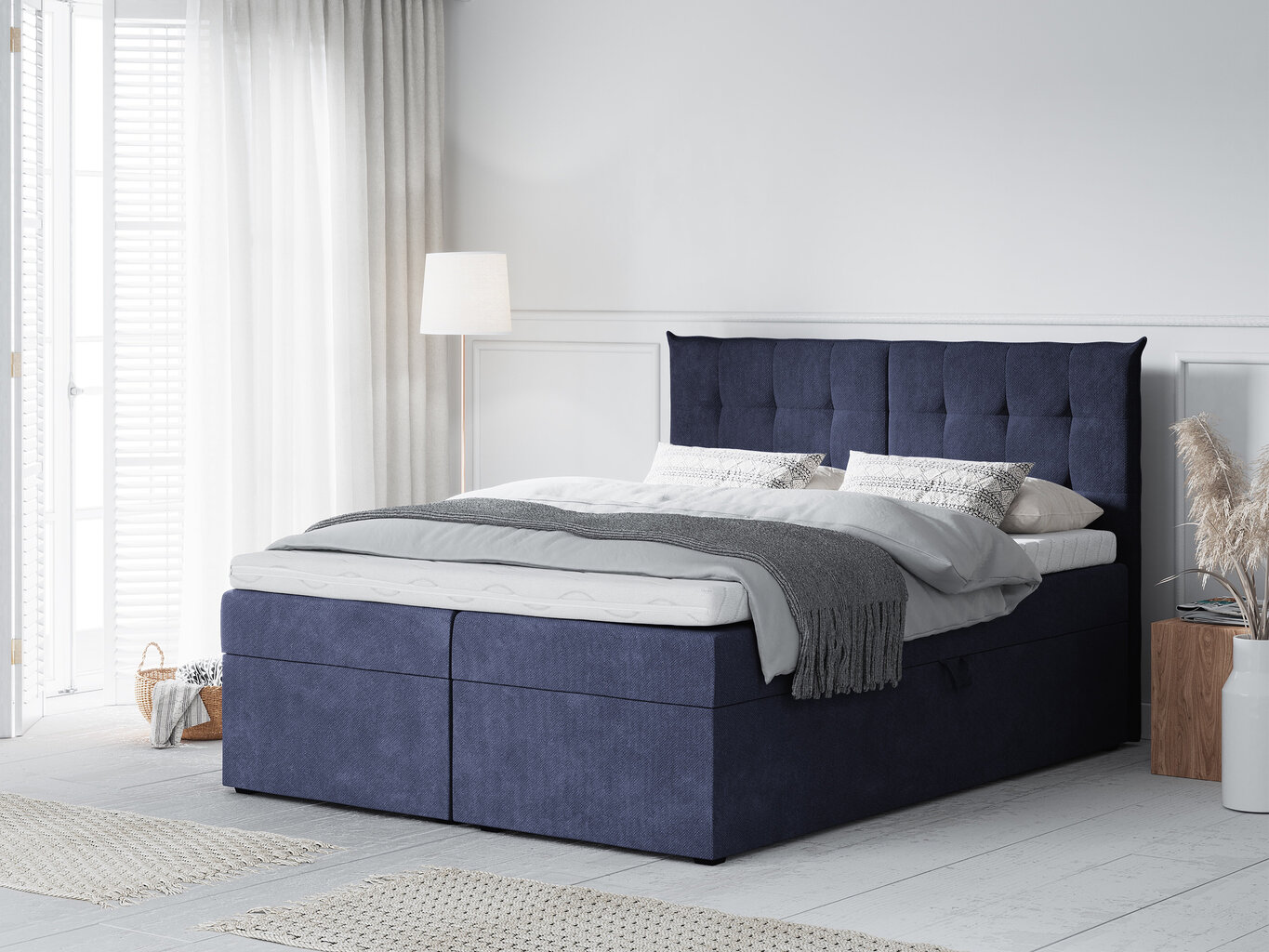 Mazzini Beds Echaveria -sänkypaketti, 160 x 200 cm, tummansininen hinta ja tiedot | Sängyt | hobbyhall.fi