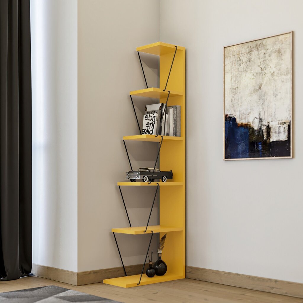 Hylly Kalune Design Bookshelf 854, keltainen/musta hinta ja tiedot | Hyllyt | hobbyhall.fi