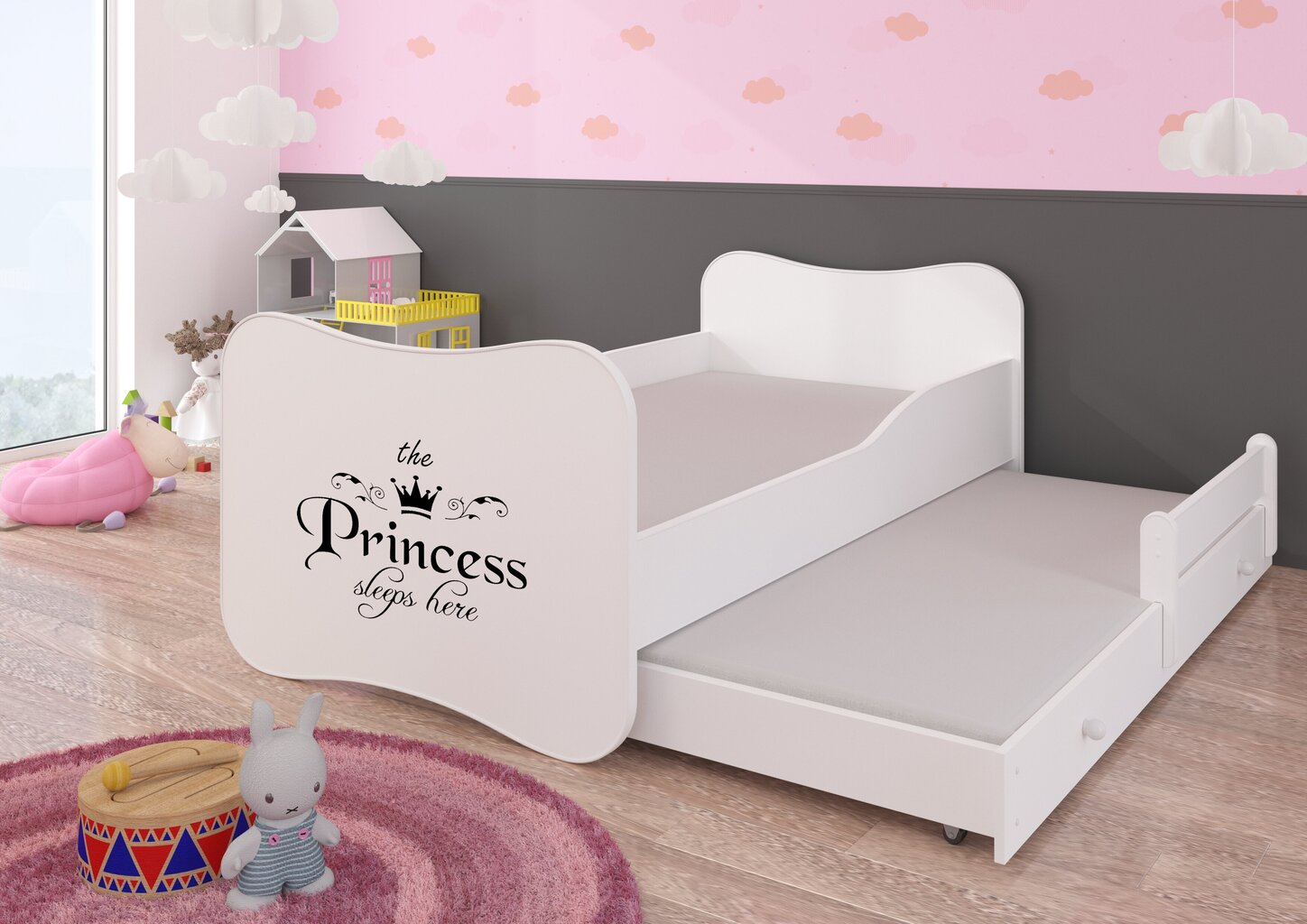 Lasten sänky Gonzalo II Princess Black 160 x 80 cm + patja hinta ja tiedot | Lastensängyt | hobbyhall.fi