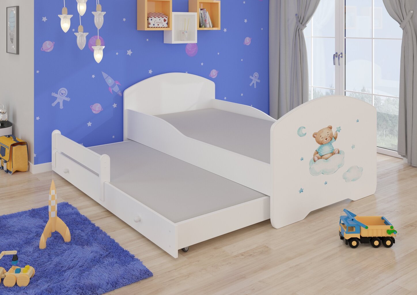Lasten sänky Pepe II Teddy Bear and Cloud 160 x 80 cm + patja hinta ja tiedot | Lastensängyt | hobbyhall.fi