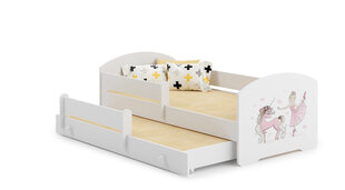 Lasten sänky Pepe II Barrier Ballerina with Unicorn 160 x 80 cm + patja hinta ja tiedot | Lastensängyt | hobbyhall.fi