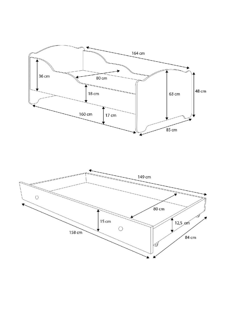 Lasten sänky Pepe II Barrier Galaxy 160 x 80 cm + patja hinta ja tiedot | Lastensängyt | hobbyhall.fi