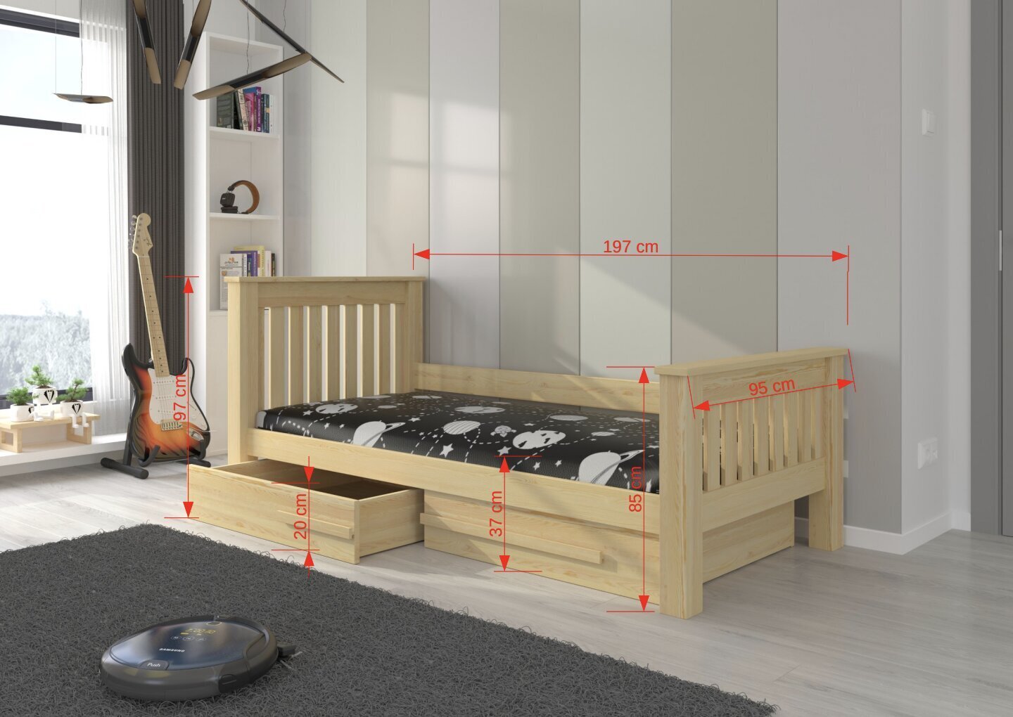 Lasten sänky Carmel 197 x 95 x 97 cm hinta ja tiedot | Lastensängyt | hobbyhall.fi