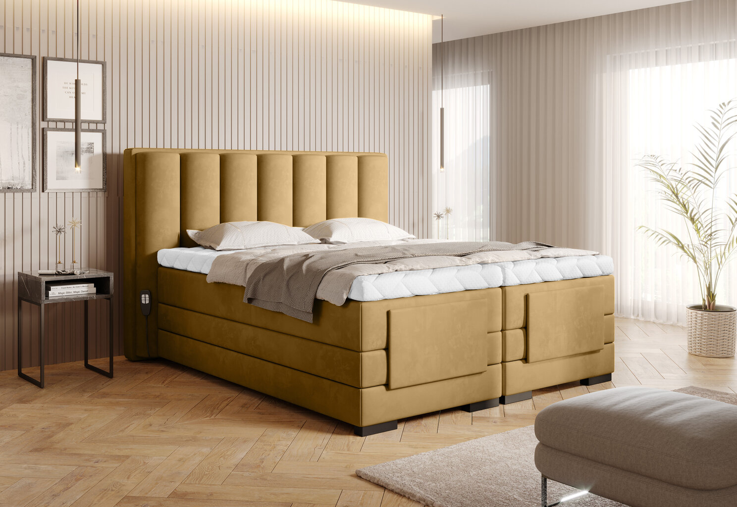 Sänky NORE Veros, 180x200 cm, keltainen hinta ja tiedot | Sängyt | hobbyhall.fi