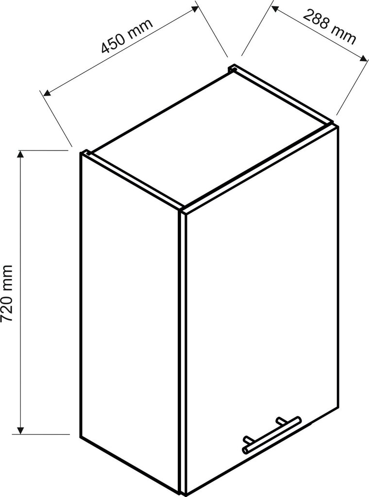 Keittiön seinäkaappi NATALIA W45 P/L, harmaa hinta ja tiedot | Keittiön kaapit | hobbyhall.fi