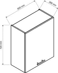 Keittiön seinäkaappi NATALIA W60 P/L, harmaa hinta ja tiedot | Keittiön kaapit | hobbyhall.fi