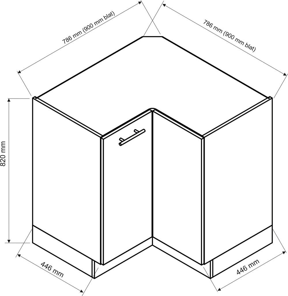 Keittiön kulmakaappi VITA DRP P/L, valkoinen hinta ja tiedot | Keittiön kaapit | hobbyhall.fi