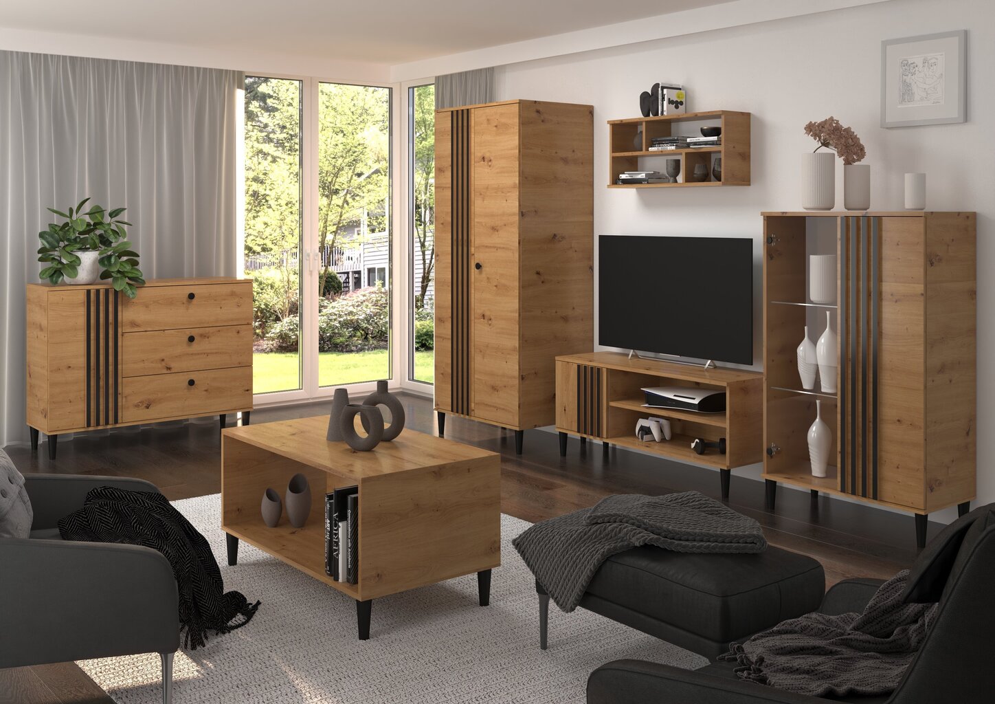 Vitriini ADRK Furniture LIV06, ruskea hinta ja tiedot | Vitriinit | hobbyhall.fi