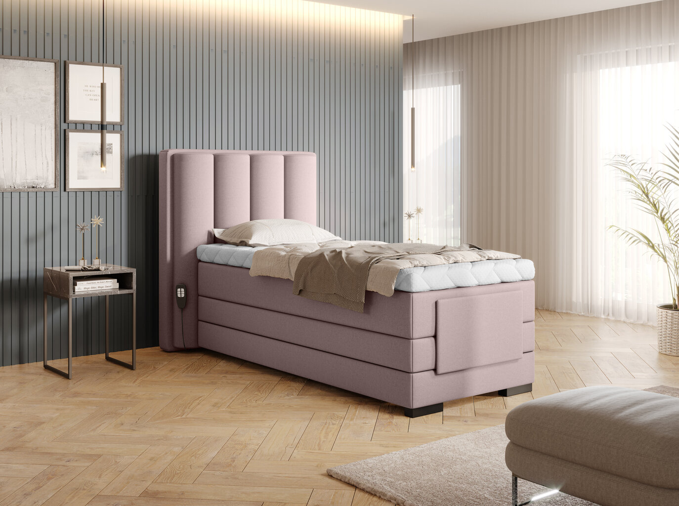 NORE Veros sänky, 90x200 cm, vaaleanpunainen hinta ja tiedot | Sängyt | hobbyhall.fi