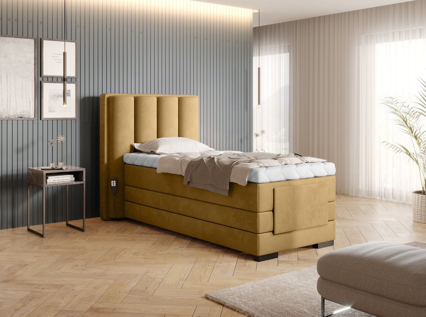 NORE Veros sänky, 90x200 cm, keltainen hinta ja tiedot | Sängyt | hobbyhall.fi