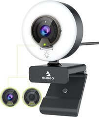 Nexigo N960E 60FPS Autofocus 1080p -verkkokamera 2 stereo -mikrofonilla, rengasvalo ja kansi, USB -kamera hinta ja tiedot | Web-kamerat | hobbyhall.fi