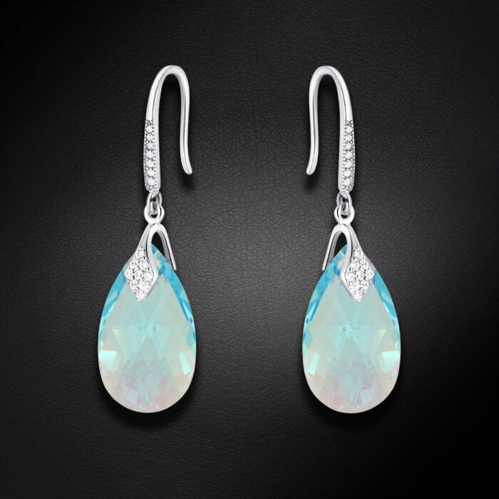 Hopeiset korvakorut "Baroque III (Aquamarine Shimmer)" Swarovski kiteillä hinta ja tiedot | Korvakorut | hobbyhall.fi