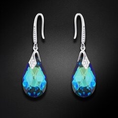 Hopeiset korvakorut "Baroque III (Bermuda Blue)" Swarovski kiteillä hinta ja tiedot | Korvakorut | hobbyhall.fi