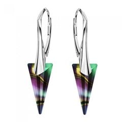 Hopeiset korvakorut "Spike II (Rainbow Dark)" Swarovski kiteillä hinta ja tiedot | Korvakorut | hobbyhall.fi