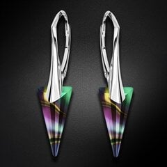 Hopeiset korvakorut "Spike II (Rainbow Dark)" Swarovski kiteillä hinta ja tiedot | Korvakorut | hobbyhall.fi