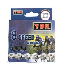 Polkupyörän ketju YBN S8 RB (8 vaihdetta) 1/2 x 3/32 hinta ja tiedot | Muut polkupyörän varaosat | hobbyhall.fi