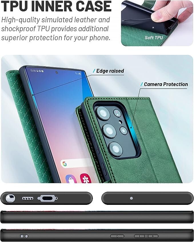 OCASE puhelinkuori Samsung Galaxy S23 Ultralle, vihreä hinta ja tiedot | Puhelimen kuoret ja kotelot | hobbyhall.fi