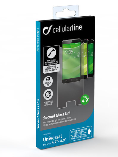 Cellularline TEMPGLASBUNI49 matkapuhelin 4.7-4.9 univeraalinen näytönsuoja hinta ja tiedot | Näytönsuojakalvot ja -lasit | hobbyhall.fi